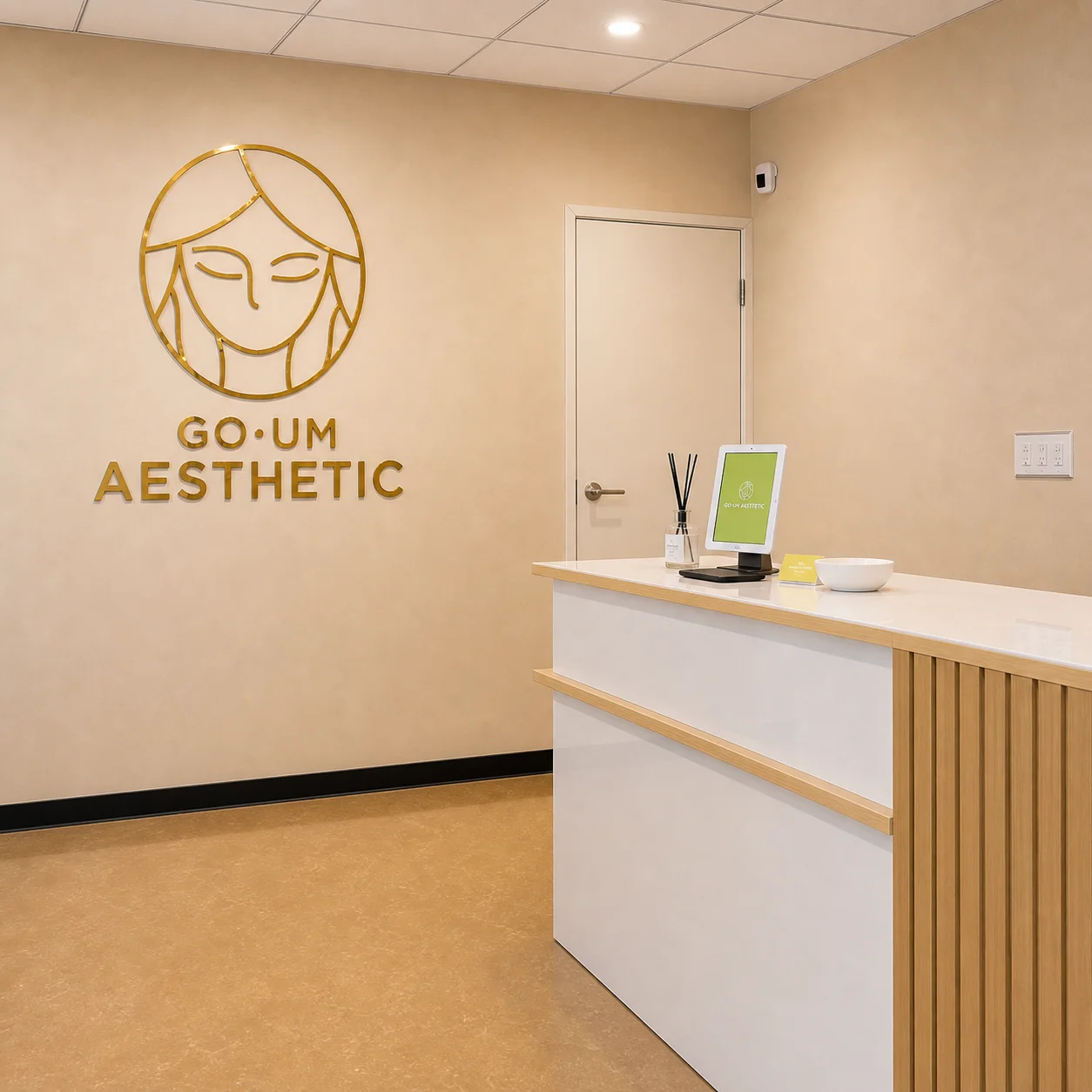 Wide shot of spa reception